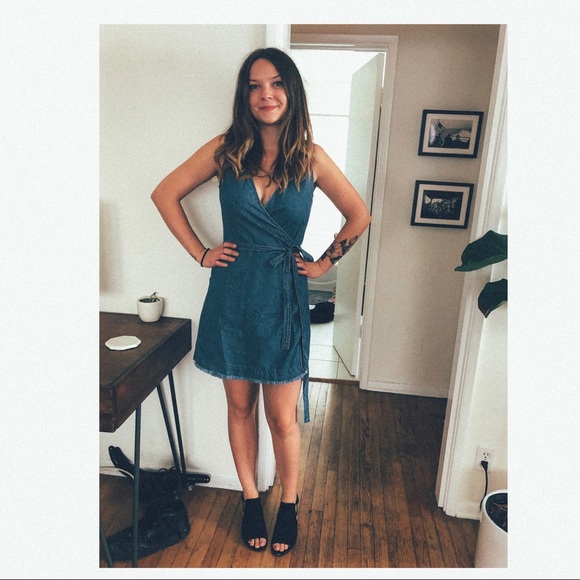 madewell denim wrap dress